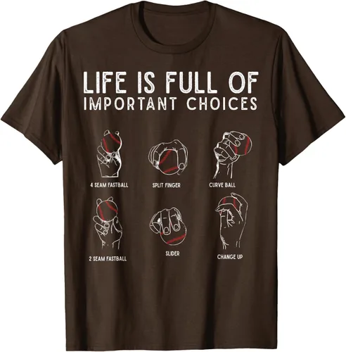 Vista 9 de Tipos de béisbol Pitches Life Choices Jugador Camiseta