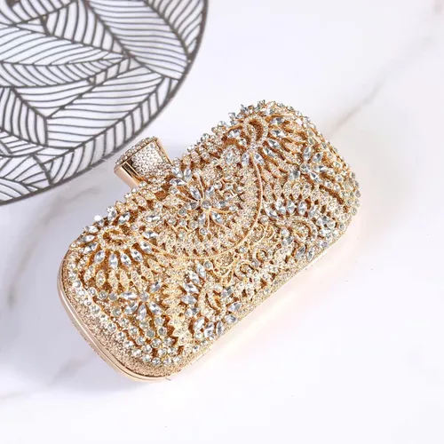 Vista 8 de Bolsos de mano de noche, bolso de mano para mujer, boda, graduación, fiesta, regalo de Navidad y fiesta de Navidad, dorado (G-Gold)