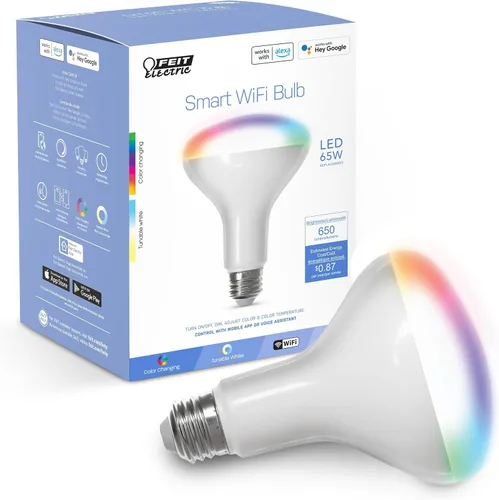 Vista 16 de Feit Electric BR30/927CA/AG Bombilla LED inteligente WiFi regulable equivalente a 65 W, no requiere concentrador, Alexa Google Assistant BR30, 5" A