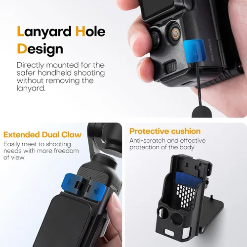 Vista 6 de REYGEAK Soporte de montaje magnético para DJI OSMO Pocket 3,180° Soporte de cámara ajustable, accesorios de adaptador de expansión multifuncional
