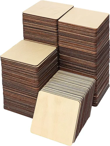 Vista 13 de 150 cuadrados de madera para manualidades, piezas de madera sin terminar de 5 x 5 pulgadas para manualidades, hojas de madera en blanco, hojas