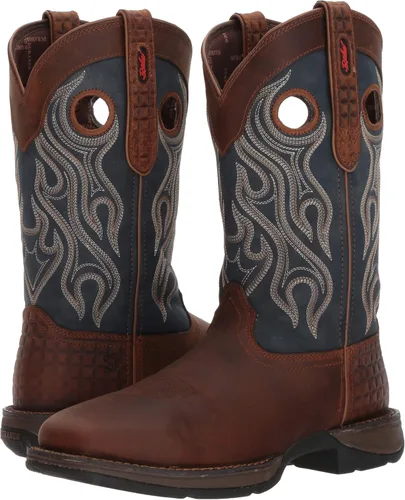 Vista 7 de Durango Bota occidental de meter con punta de acero, Marrón OscuroAzul Denim Full Grain