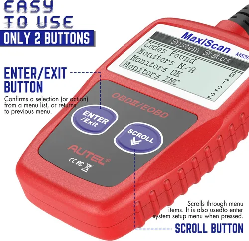 Vista 6 de Autel OBD2 Escáner MS309 Universal para Coche, Lector de Códigos de Fallas del Motor, Comprueba la Luz de Verificación del Motor y el Estado