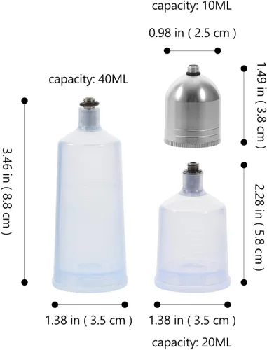 Vista 2 de Luxshiny Dispensador de olla de repuesto para aerógrafo, contenedor transparente, jarra para uñas, botella de aerógrafo para uñas, botellas