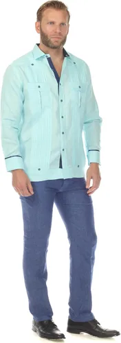Vista 9 de Mojito Collection Guayamisa 100% lino de dos bolsillos para hombre con amplio plisado y contraste estampado