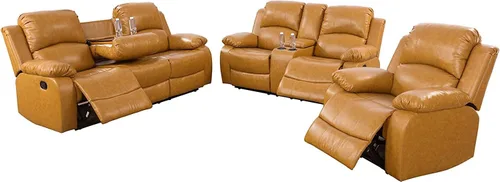 Vista 31 de Juego de muebles de cuero sintético para sala de estar, juego de sofá reclinable, sofá de dos plazas, juegos de muebles para sala de estar, sofá