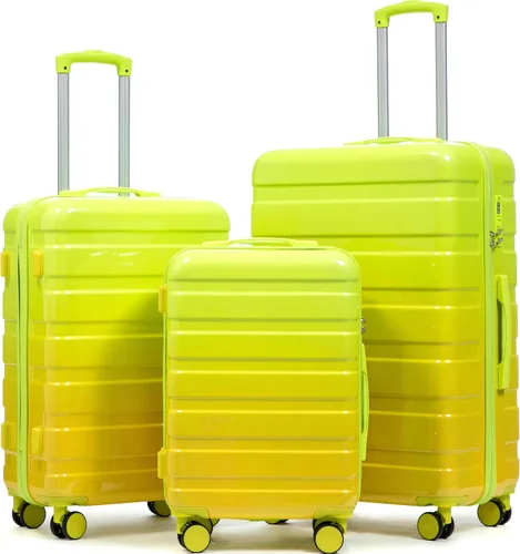 Vista 152 de Merax 3 piezas expandible ABS Hardshell equipaje Sets Spinner Wheel Maleta TSA Lock Suit Case, Apertura frontal negra, Juego de 2 piezas, Maleta