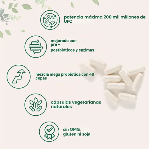 Vista 3 de Micro Ingredients Probióticos 200 Mil Millones de UFC, 120 Cápsulas Vegetarianas Mega Probióticos para Hombres y Mujeres 40 Cepas