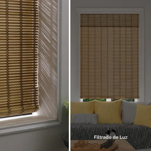 Vista 5 de LUCKUP Persianas romanas de bambú sin cordones, persianas enrollables para ventanas de interior, filtro de luz, protección UV, persianas de bambú