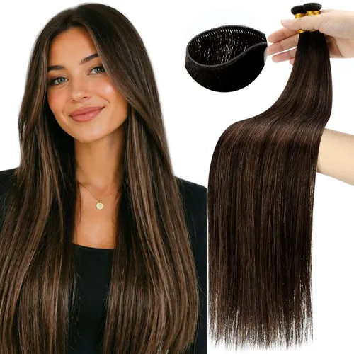 Vista 24 de Moresoo Extensiones de cabello humano real para coser, color negro natural