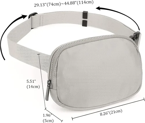 Vista 6 de Uromee Riñoneras para mujer, bolsa cruzada para cinturón de moda, ligera, para viajes, correr, senderismo, correa ajustable, 0235 Gris Claro