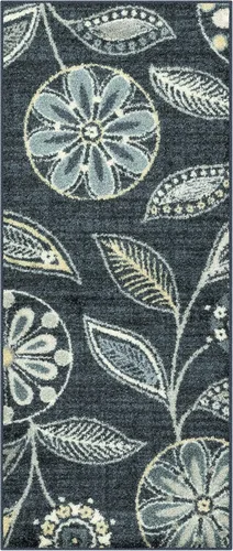 Vista 30 de Maples Rugs Reggie - Alfombra bohemia con estampado floral, 1 pies 8 Gris oscuro