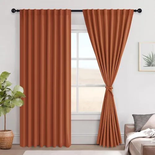 Vista 65 de Hiasan Cortinas opacas negras para dormitorio, cortinas opacas cortas de 45 pulgadas de largo, con aislamiento térmico, bolsillo para barra