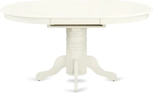 Vista 6 de East West Furniture AVGR5-LWH-W - Juego de comedor de 5 piezas para 4 personas, incluye una mesa de comedor ovalada con hojas de mariposa y 4 sillas