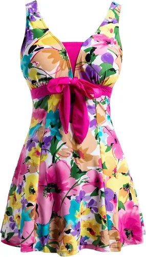 Vista 11 de Wantdo - Traje de baño para mujer con diseño floral Flor de pájaro.