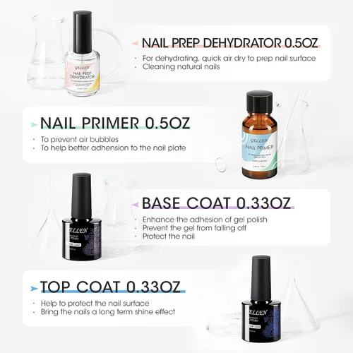Vista 2 de GELLEN Deshidratador de preparación de uñas, imprimación y capa superior de gel y capas base de gel
