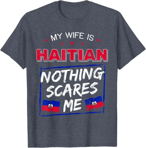 Vista 98 de My Wife Is Haitian Republic of Haiti Heritage Roots - Camiseta con bandera, Negro, S