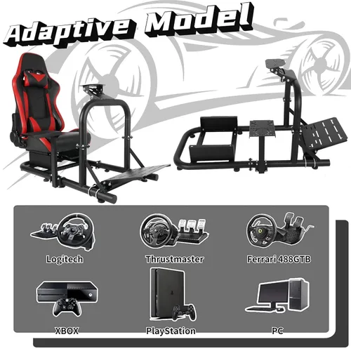 Vista 5 de Dardoo Racing Simulator Cockpit with Seat Compatible with Logitech G29 G920 G923 Support Thrustmaster, Fanatec Fits Xbox Playstation PC platforms