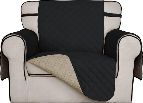 Vista 9 de ISSUNTEX Funda de sofá reclinable súper antideslizante para sala de estar, resistente al agua, acolchada, protectores de muebles para perros, Negro