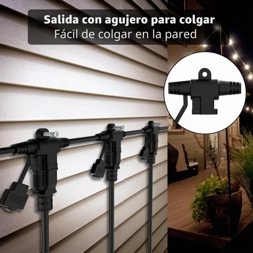 Vista 6 de K KASONIC - Cable de extensión para exteriores de 50 pies, enchufes con 6 tomas espaciados uniformemente, 16/3 SJTW resistente a la intemperie