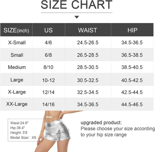 Vista 6 de Kepblom Pantalones cortos metálicos para mujer, de cintura alta, brillantes, para disfraces de festivales de baile