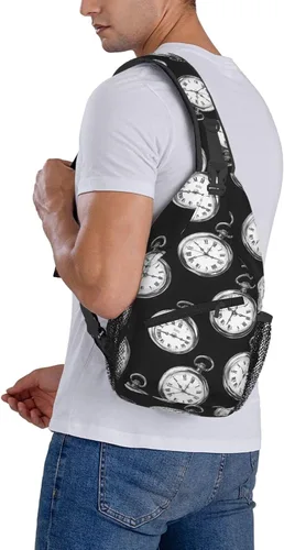 Vista 6 de Small Crossbody Bags for Women Men - Vintage Pocket Watch Print Adjustable Shoulder Bag Fanny Packs Belt Sling Bag Crossbody Purses Backpack for