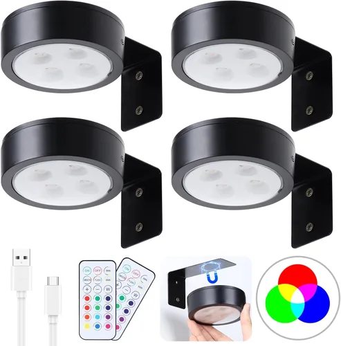 Vista 10 de Paquete de 2 luces inalámbricas para cuadros de pared, luz para cuadros recargable que funciona con batería con control remoto, luz regulable