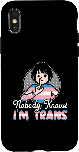 Vista 4 de iPhone 15 Nobody Knows I'm Trans Rainbow Pride LGBTQ Transgender Case