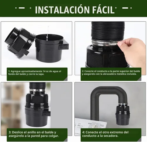 Vista 5 de Kit de ventilación para secadora interior 3 en 1 con trampa para pelusas y filtro de agua para secadora eléctrica