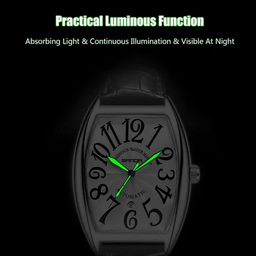 Vista 4 de RORIOS Reloj automático para hombre, reloj mecánico con correa de cuero, impermeable, luminoso, para hombre