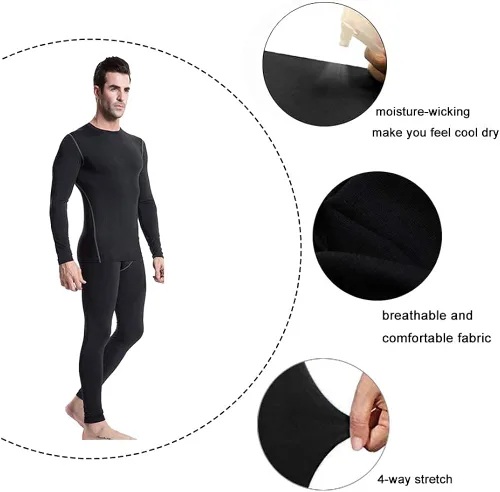 Vista 3 de Long Sleeve Compression Shirts for Men 3 Pack Sun Protection Tee Tops Summer Dry Fit Workout Football Undershirt