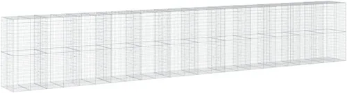 Vista 105 de vidaXL Cesta de gavión con tapa, 39.4 x 19.7 x 39.4 pulgadas, hierro galvanizado rectangular, resistente a la intemperie, montaje sin herramientas