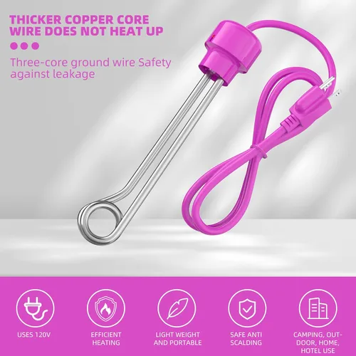 Vista 6 de Calentador de agua de inmersión de 1200 W, calentador de agua de cubo de acero inoxidable 304, calentamiento rápido para bañera, agua de piscina
