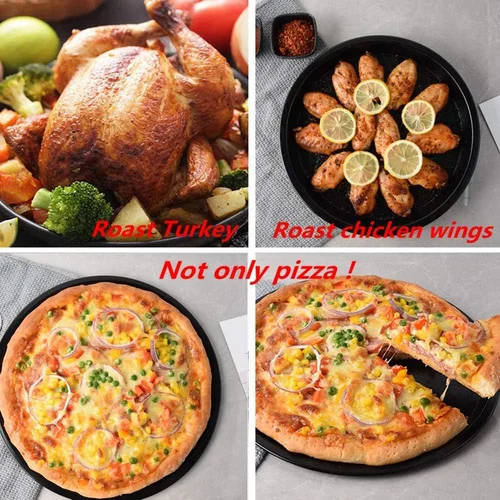 Vista 6 de Bandeja de pizza antiadherente de 9 pulgadas, pastel de bandeja de pizza de horno de acero al carbono