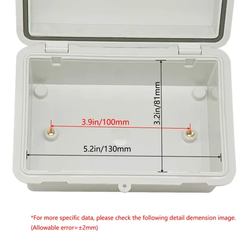 Vista 3 de Zulkit Caja eléctrica IP65 impermeable de plástico ABS - Cáscara con bisagras, 2 retenedores de cable, 5.9 x 3.9 x 2.8 pulgadas