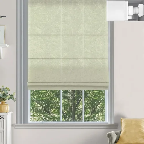 Vista 10 de Changshade Persianas romanas sin cordón para ventanas, sin herramientas, persianas romanas de tamaño personalizado, filtro de luz, persianas Beige