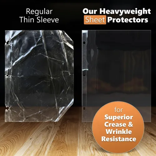 Vista 2 de 25 paquetes de protectores de hojas transparentes resistentes de 8.5x11 para carpeta de 3 argollas, protectores de plástico para documentos en papel
