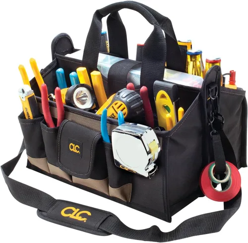 Vista 4 de CLC Custom Leathercraft 1529 bolsa de herramientas con bandeja central de 16 pulgadas, 16 bolsillos