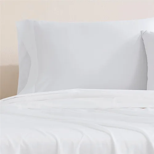 Vista 3 de Linen Closet Juego de 2 fundas de almohada de algodón orgánico de lujo de 144 hilos, color blanco ártico