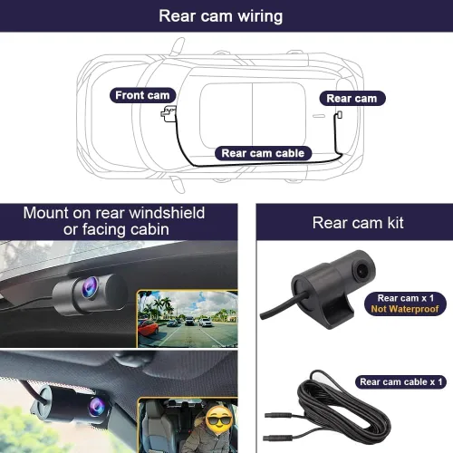 Vista 5 de Fitcamx Cámara de Salpicadero Frontal 2K Trasera 1080P para Ford F150 F250 Limitado XLT XL Raptor Lariat Platinum King Ranch Tremor 2021-2025