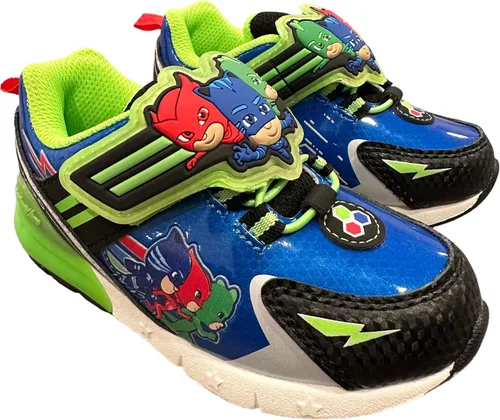 Vista 3 de PJ Masks Zapatos con luz para niños pequeños, zapatos deportivos con correa de Azul/Azul marino