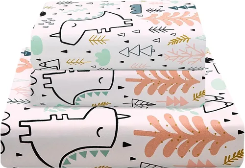 Vista 14 de JSD - Juego de sábanas de 3 piezas para niños, tamaño individual Soft Printed Microfiber Sheet and Pillowcase Set, OEKO-TEX Certified, 16 inch Deep