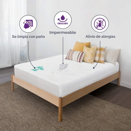 Vista 3 de BLISSFORD Protector de colchón de plástico con cremallera, funda de colchón de vinilo impermeable, funda de colchón resistente y silenciosa
