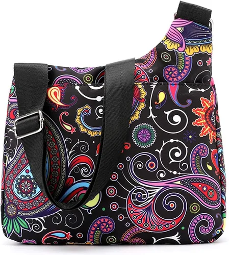 Vista 3 de Stuoye - Bolsa de nailon multibolsillos para mujer, cruzada, bolsa-monedero, para viajes