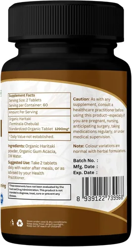 Vista 8 de ORGANIC SPREE Haritaki 120 tabletas Terminalia chebula – Suplemento para el despertar del tercer ojo – Suministro de 60 días – Apoya la digestión