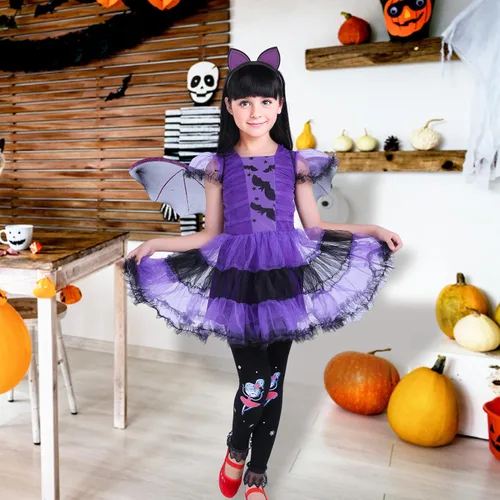 Vista 4 de Metaparty Disfraz de bruja para niñas, disfraz de bruja para niños, disfraz de vampiro para niñas