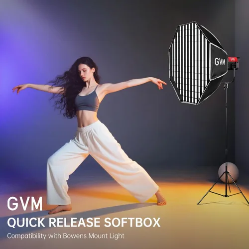 Vista 3 de GVM Great Video Maker Lighting Soft Boxes Bowens Mount con rejilla de nido de abeja, caja de luz ligera para paraguas plegable con bolsa