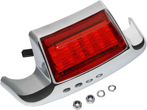 Vista 2 de TCT-MOTORPARTS Luz de punta de guardabarros trasera cromada roja para Harley FLSTC Heritage Softail Classic