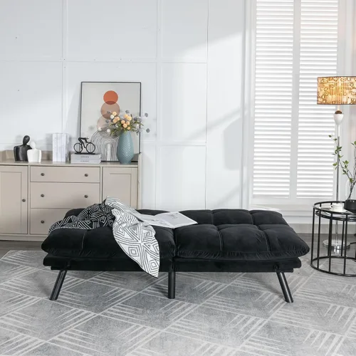 Vista 7 de Anwick Sofá cama futón convertible de terciopelo, sofá cama de 71 pulgadas con respaldo ajustable, moderno sofá biplaza para sala de estar compacta