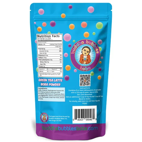 Vista 2 de Buddha Bubbles Boba Mezcla de té verde con leche (Matcha) Boba/té de burbujas en polvo de 1 kilo (2.2 libras) (35.27 oz)